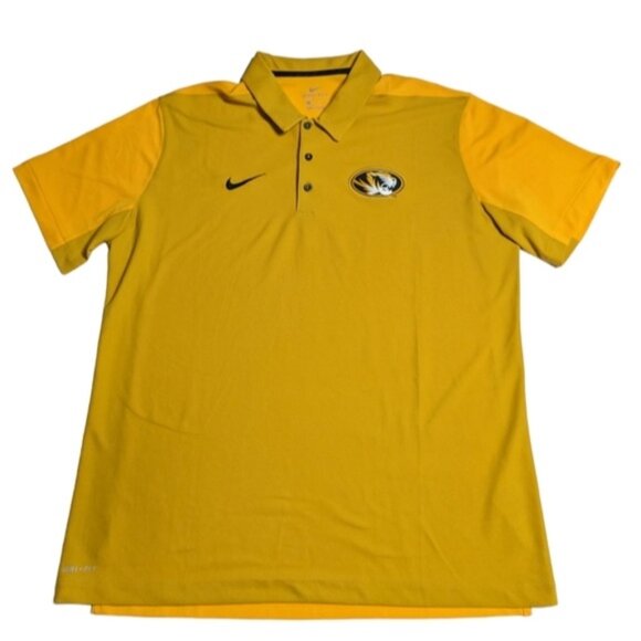 Nike Mizzou Men's Shirt Dri-Fit Polo Tigers Gold Yellow University Missouri XL - Picture 1 of 10